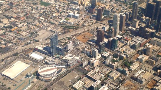 Downtown-Los-Angeles-LA-Live-Aerial-view-from-south-August-2014 photo