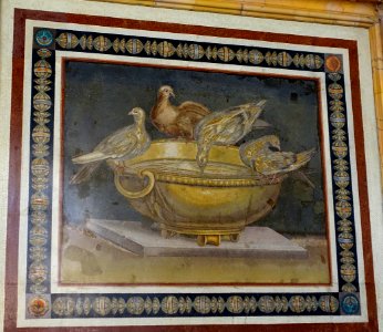 Doves, S 402, Roman, Tivoli, Hadian's Villa, 1st century AD, marble mosaic, after a work from the 2nd century BC attributed to Sosus of Pergamon - Musei Capitolini - Rome, Italy - DSC06099