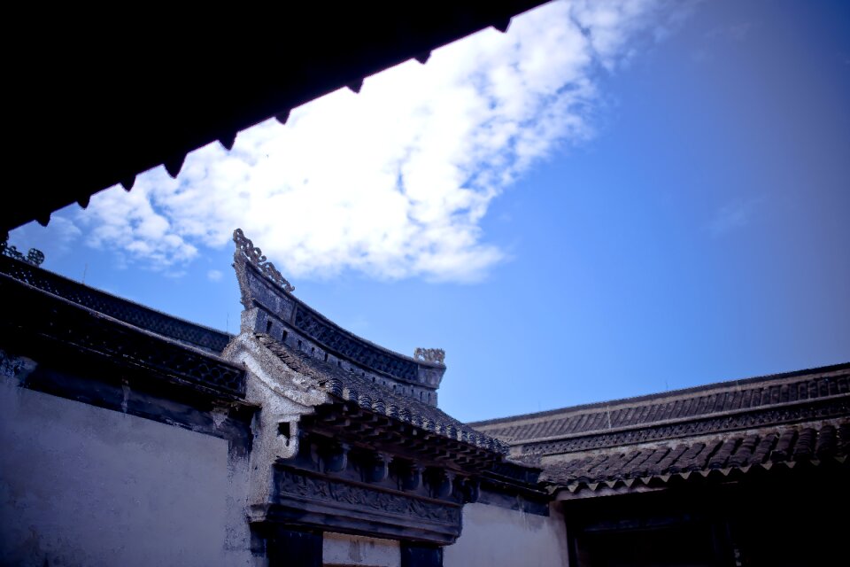 The ancient town blue sky the yard