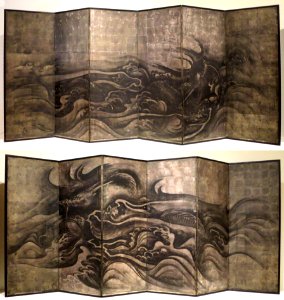 Dragons in Waves, Japan, 18th century screens, Honolulu Museum of Art 12841.1-2