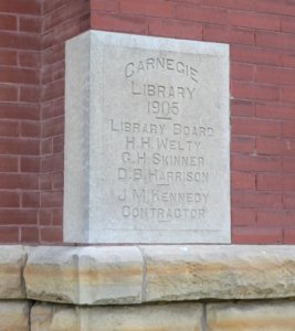 Downs, Kansas Carnegie library cornerstone 1