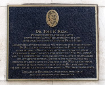 Dr. Jose P. Rizal plaque - San Francisco, CA - DSC06559