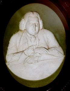 Dr Erasmus Darwin, after Joseph Wright of Derby, 1785-1790, white jasper with green dip, white relief - Wedgwood Museum - Barlaston, Stoke-on-Trent, England - DSC09559