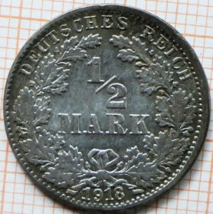 DR ½Mark 1918 J - Wertseite