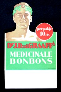 Dr JD vd Graaff MEdicinale Bonbons kartonnen reklame bordje