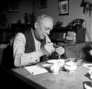 Dirk Nak met een sigaar in zijn handen in zijn woonkamer, Bestanddeelnr 252-9019 photo