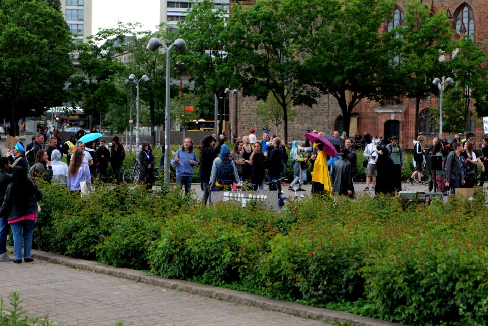 Conspiracy theorists at Neptunbrunnen 2020-05-23 09