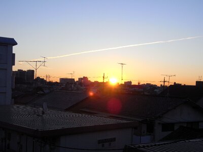 Sunrise hikouki-gumo winter morning photo