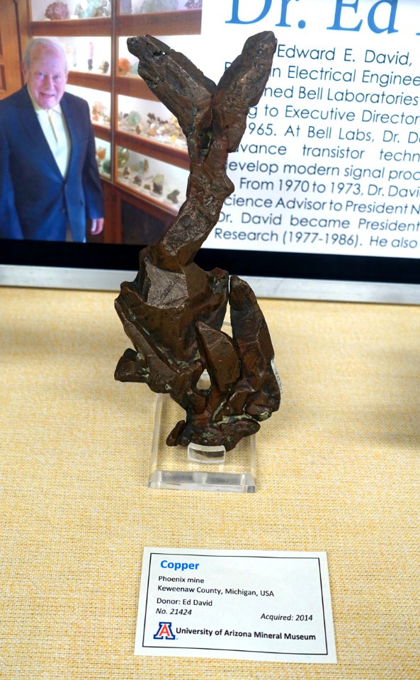 Copper, Phoenix Mine, Keweenaw County, Michigan - Dr. Ed David Collection - University of Arizona Mineral Museum - University of Arizona - Tucson, AZ - DSC08535
