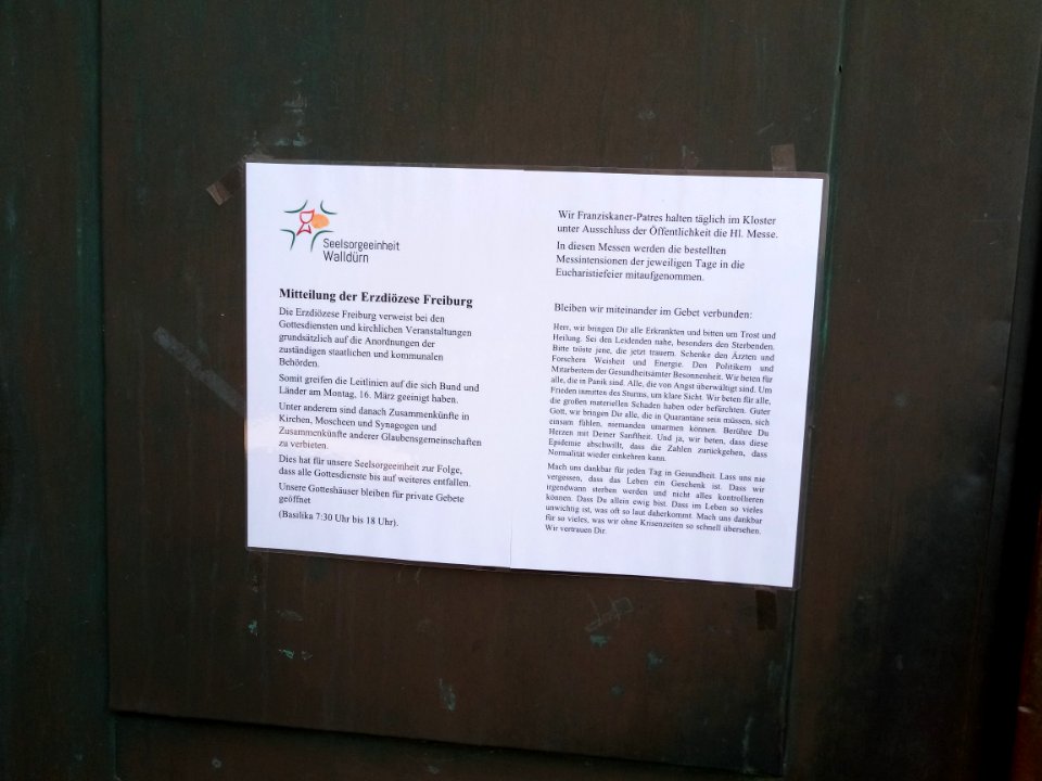 Corona-Anschlag an Wallfahrtsbasilika Walldürn