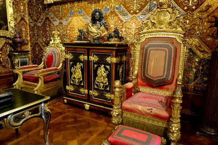 Coronation chairs of Queen Adelaide and William IV - State Music Room, Chatsworth House - Derbyshire, England - DSC03205