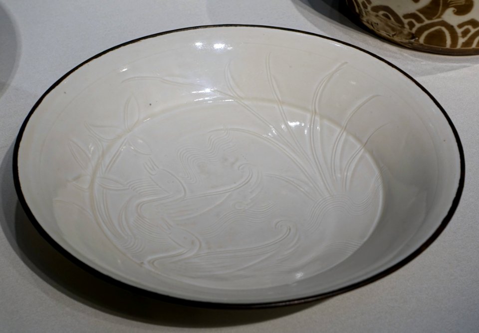 Dish with incised ducks, Ding ware, China, Hebei Province, Quyang, Ding kilns, Northern Song dynasty, 1000s to early 1100s, porcelaneous stoneware, metal rim - Freer Gallery of Art - DSC05035
