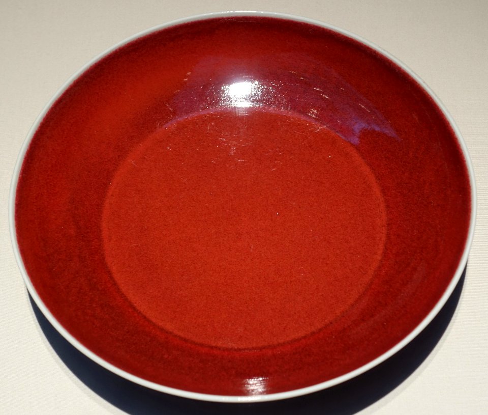 Dish with copper-red glaze, China, Jingdezhen, Ming dynasty, Xuande mark and period, 1426-1435 AD, porcelain, copper-red glaze - Freer Gallery of Art - DSC04998