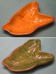 Dishes with ape leaf design, Hawaiian Potters Guild, Honolulu Museum of Art