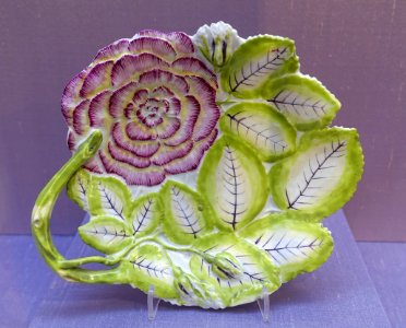 Dish with cluster of leaves and rose, Chelsea porcelain, c. 1755-1756, soft-paste porcelain - California Palace of the Legion of Honor - San Francisco, CA - DSC02977