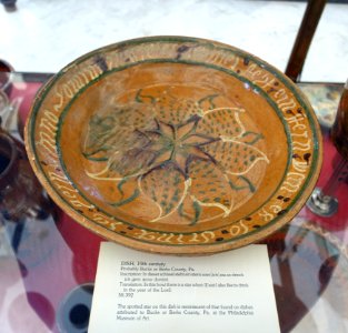 Dish with German inscription, probably Bucks or Berks County, Pennsylvania, 1800s - Bennington Museum - Bennington, VT - DSC08678