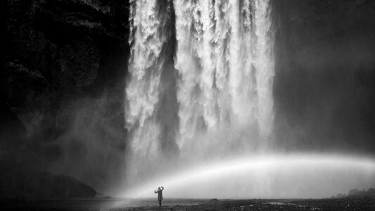 Outdoor people gray waterfall
