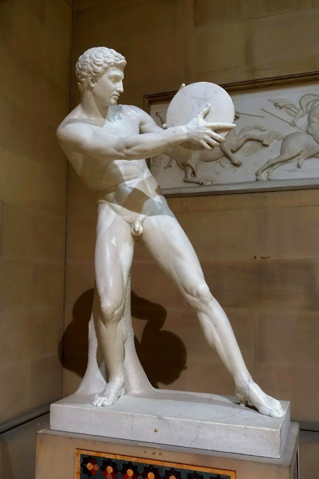 Discobolus by Matthaus Kessels, 1828, marble - Sculpture Gallery, Chatsworth House - Derbyshire, England - DSC03534
