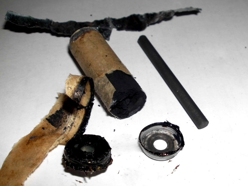 Disassembled AA zinc-carbon batteries (f07)