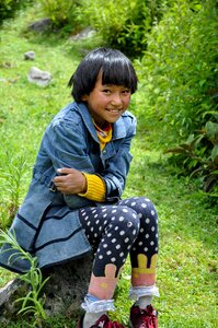 Tibet kids grassland