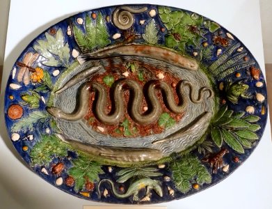 Dish attributed to Bernard Palissy, Paris, France, 16th century, lead-glazed earthenware - Krannert Art Museum, UIUC - DSC06639