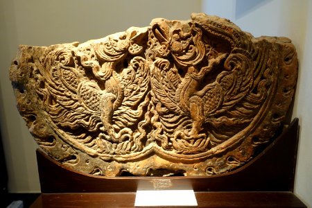 Fig leaves adorned with phoenix motifs, Phat Tich pagoda, Bac Ninh province, 1057 AD, terracotta - Vietnam National Museum of Fine Arts - Hanoi, Vietnam - DSC04757