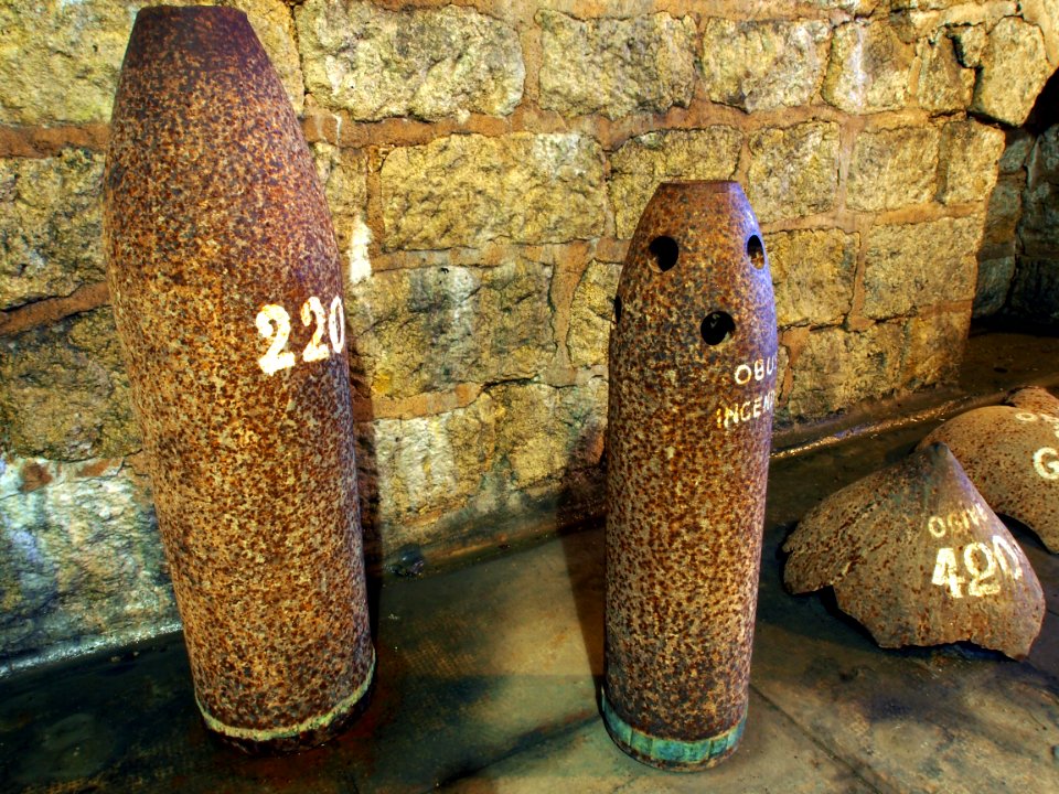 Fort de Douaumont, 220mm shell and fire grenate