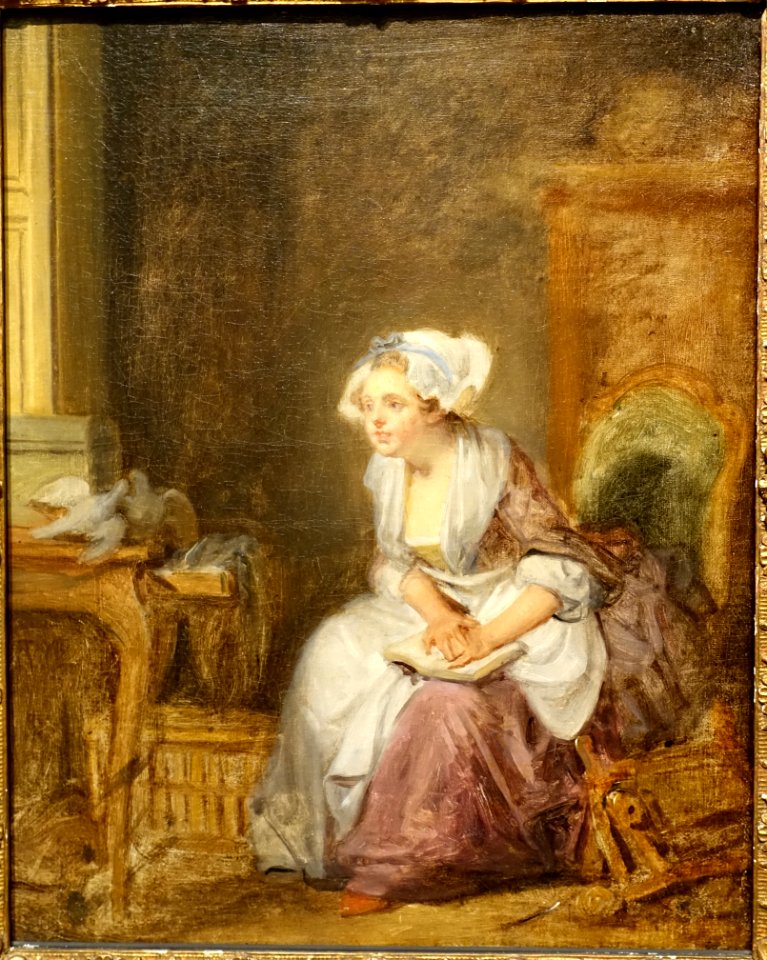 First Lesson in Love, by Jean Baptiste Geuze, c. 1765, oil on canvas - Currier Museum of Art - Manchester, NH - DSC07261