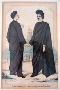 Estudantes da Universidade de Coimbra, Lisbon, Lith. Palhares, 1800s, lithograph - Coimbra, Portugal - DSC09603