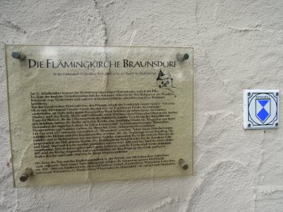Flämingkirche Braunsdorf -Informationstafel zur Geschichte- August 2020