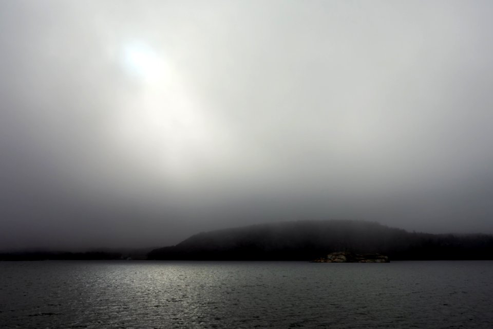 Fog rolling in over Brofjorden
