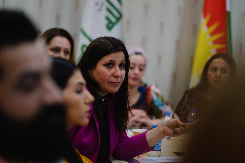 Florin Gorgis, Assyrian human rights and women's rights activist from Diana, Kurdistan Region, Iraq at a meeting in Erbil in her role as General Director of the KRG’s High Council of Women Affairs 08