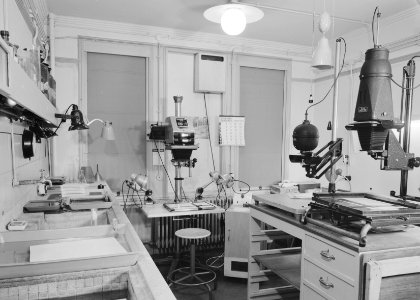 Gebouwen en monumenten knhm, interieurs, donkere kamer, bedrijfsfotografie, verg, Bestanddeelnr 162-0918