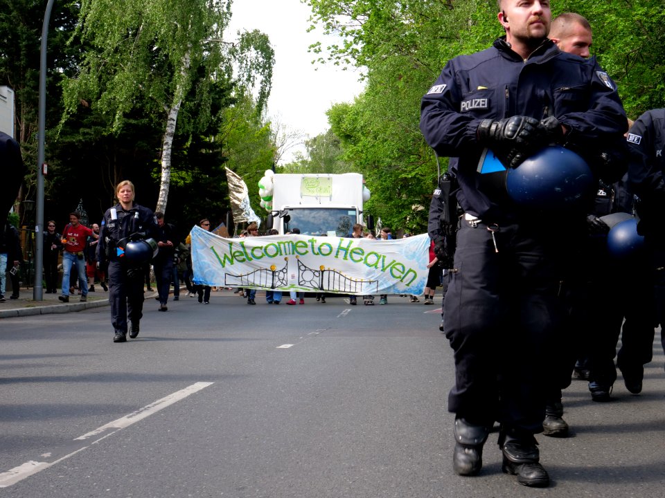Front banner of the 1st may demonstration Grunewald 2019 09