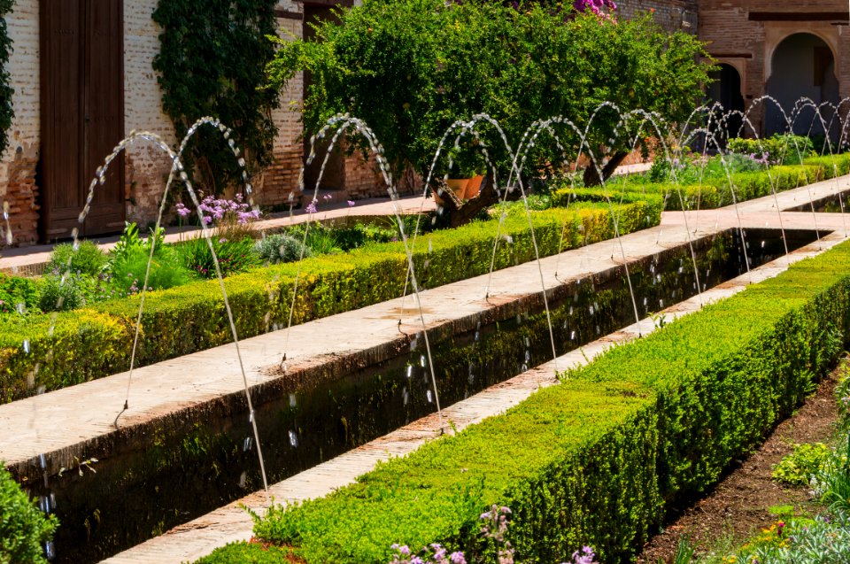 Fountain Patio de la Acequia, Generalife, Granada, Spain