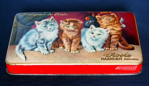 Droste Langues de Chats blik met afbeelding van 4 katjes, foto 3