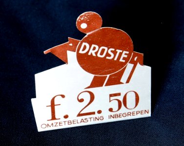 Droste metalen prijskaartje f2,50 foto 1