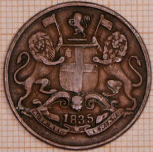 East India Company, One Quarter Anna 1835 - obverse