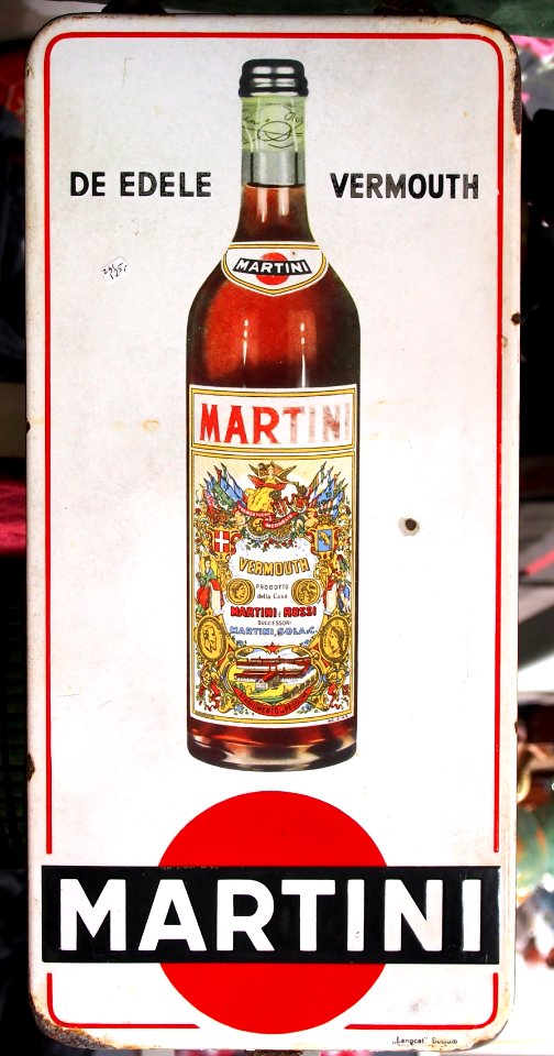 Enamel advertising sign, Martini Vermouth, Langcat Bussum