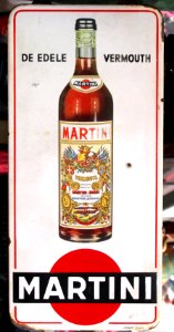 Enamel advertising sign, Martini Vermouth, Langcat Bussum