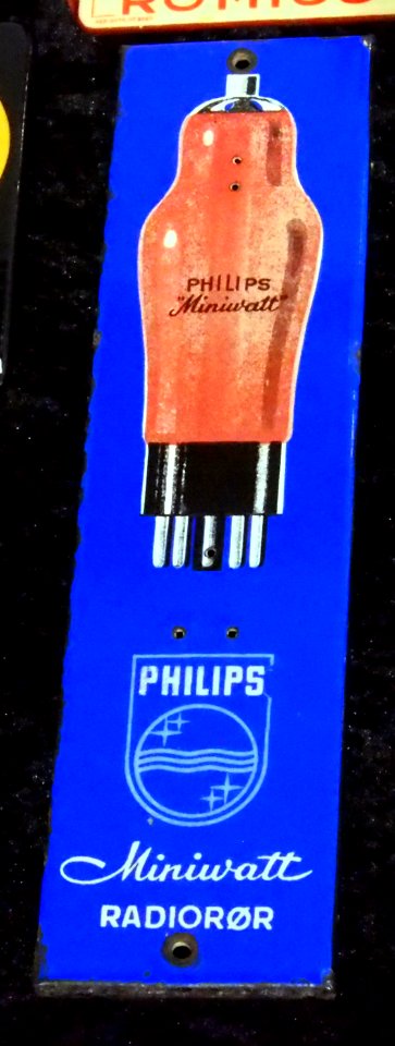 Enamel advertising sign, Philips Miniwatt Radiorør