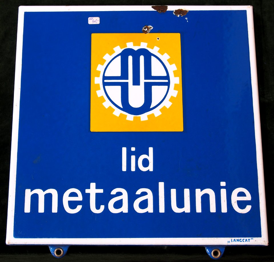 Enamel advertising sign, Lid Metaalunie