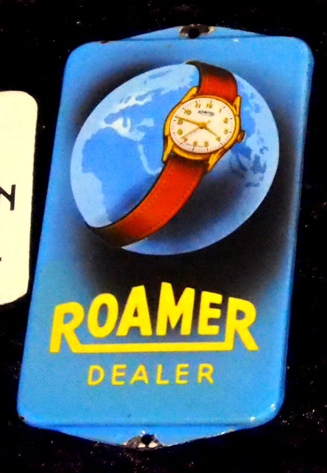 Enamel advertising sign, Roamer dealer