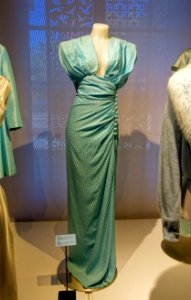 Dress, labeled Daymor, after 1951, synthetic fiber, glass and tube beads, metal - Musée de la mode - Montreal, Canada - DSC07196