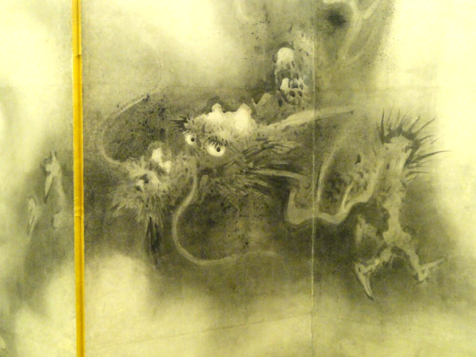 Dragon and Wave, Tiger among Bamboo, detail, by Kanō Tan'yū, Japanese Edo period - Nelson-Atkins Museum of Art - DSC09111