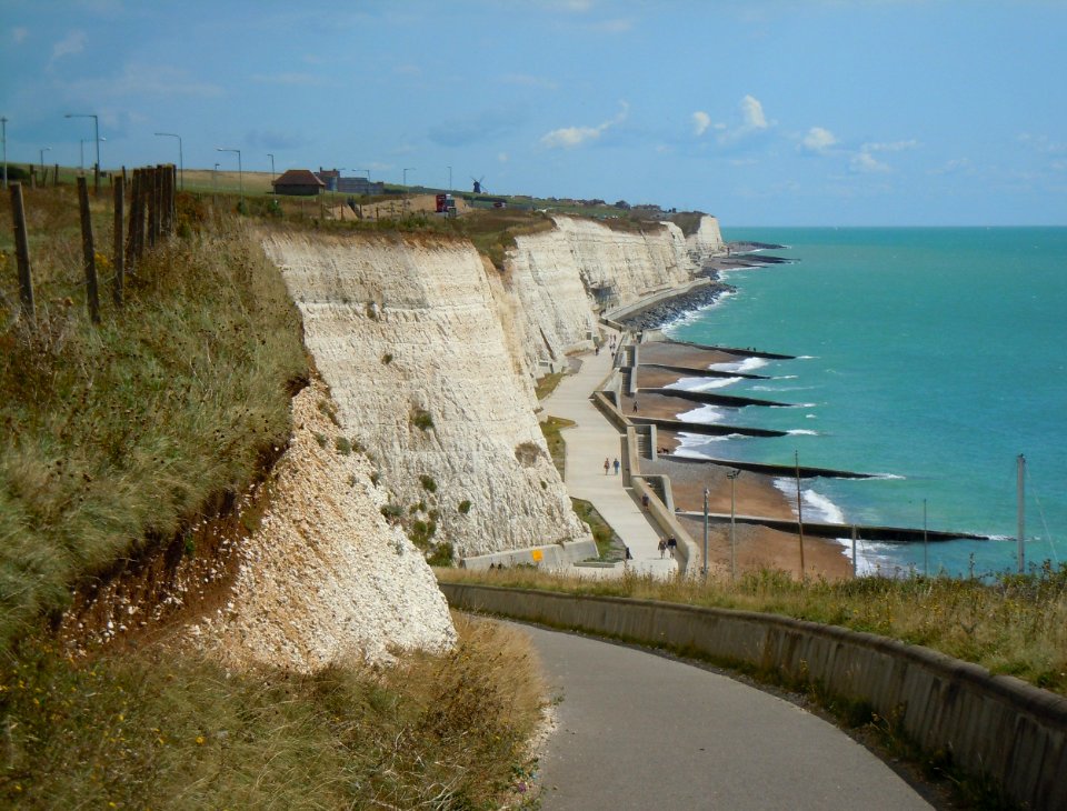 Eastward view along Undercliff Walk from opposite Roedean Café, Roedean, Brighton (August 2014) (2)