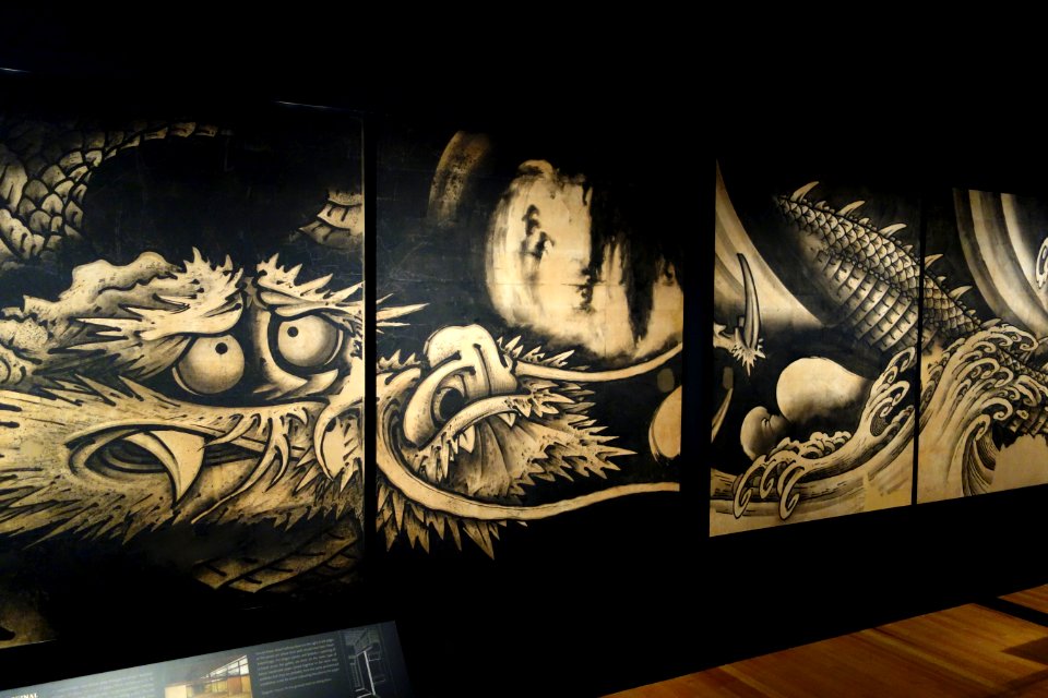 Dragon and Clouds by Soga Shohaku, 1763, set of eight panels, ink on paper DSC02756