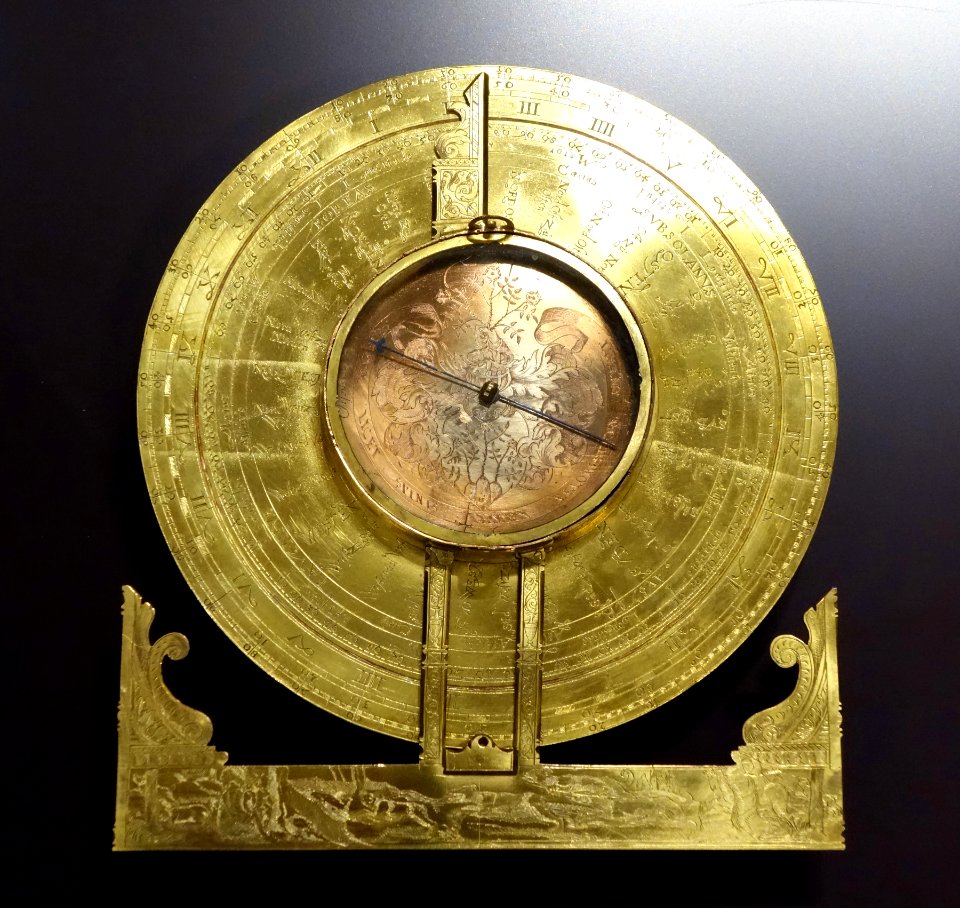 Drafting compass with coat of ams of Italian physician Franciscus de Padua, Erasmus Habermel, Prague, c. 1600 - Mathematisch-Physikalischer Salon, Dresden - DSC07998