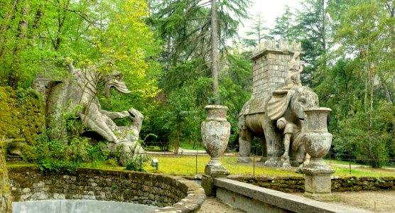 Dragon and elephant - Parco dei Mostri - Bomarzo, Italy - DSC02594