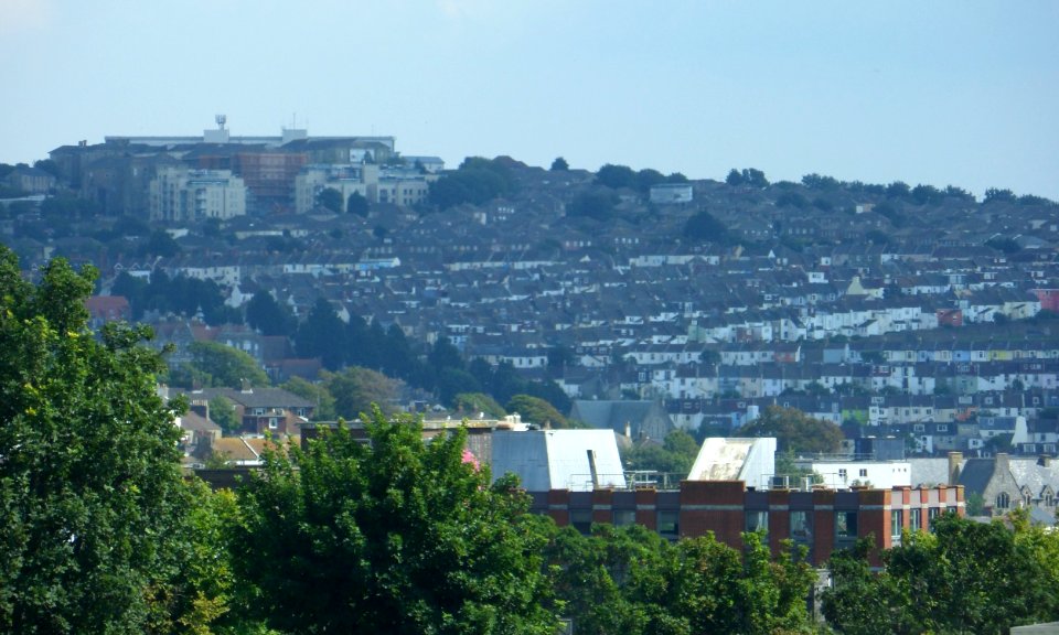 Eastward view from Highcroft Villas, Prestonville (August 2013)